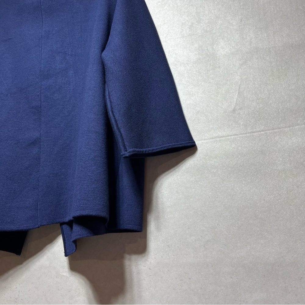 JM Collection Navy Blue Wrap Front Brooch Cardigan, Size Large - Picture 9 of 12